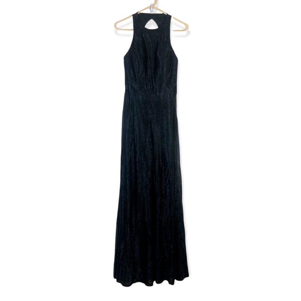 Hayley Paige 10 Maxi Dress Open Back Evening Gown Round Neck Bridesmaid